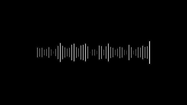white audio sound wave equalizer bar spectrum line animation black background 4k