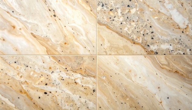 Warm beige limestone and sandstone tiles texture background with natural marble veins and speckled pattern, neutral stone surface for minimalist interior design, floors, and walls.