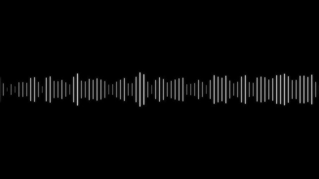 white audio sound wave equalizer bar spectrum line animation black background 4k