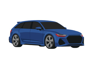 Naklejka premium Modern Blue Sporty Station Wagon Vector Illustration