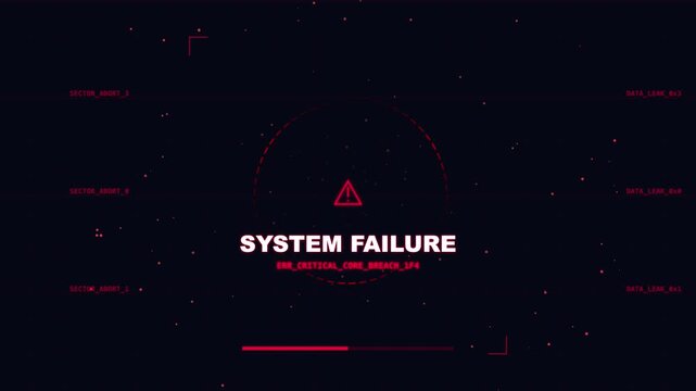System Failure Critical Warning Error Holographic Interface Motion Graphic
