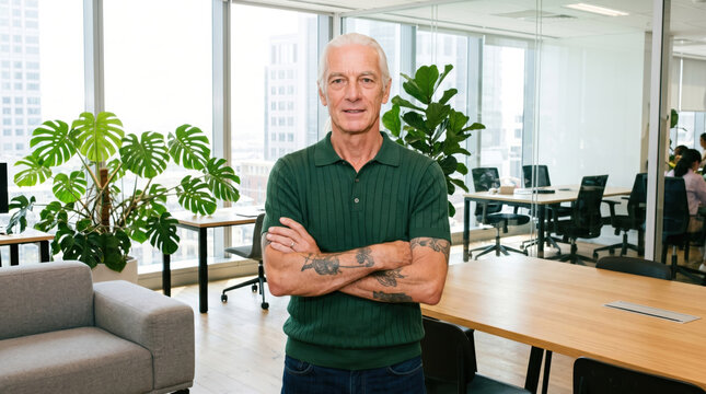 Portrait of a senior professional in a coworking space