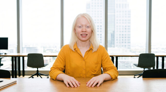 Portrait of a person at a coworking table