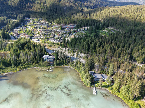 Drone view at lake Duffey in Canada