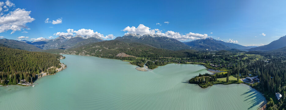 Drone view at lake Duffey in Canada