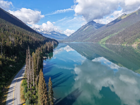 Drone view at lake Duffey in Canada