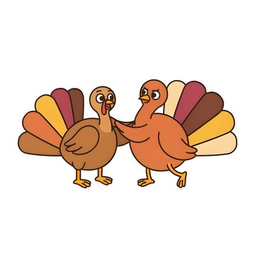 Angry Cartoon Turkey and Scared Turkey Illustration
