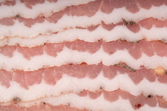 Cured carbonara pork macro background