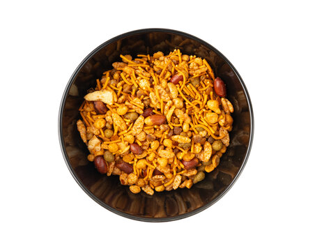 Navrattan namkeen mixture. Indian nimko snack, spicy and sweet farsaan