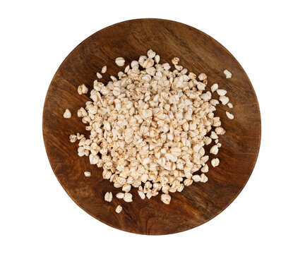Puffed buckwheat isolated, crispy cereal breakfast, ancient healthy food