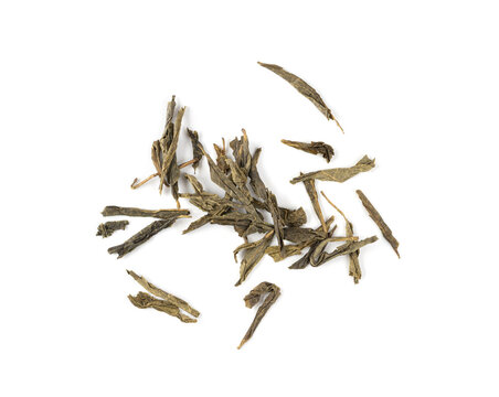 Green tea leaves macro textured background