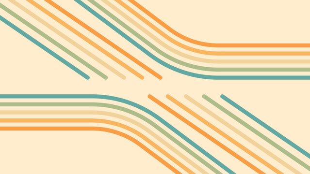 Abstract background of rainbow groovy Wavy Line design in 1970s Hippie Retro style. Vector pattern ready to use for cloth, textile, wrap and other.