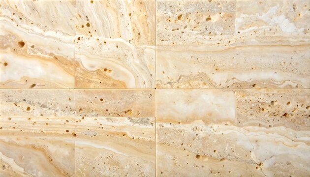 Warm neutral beige travertine limestone texture background featuring smooth porous natural stone surface pattern suitable for minimalist interior architecture design walls and floor tiles.