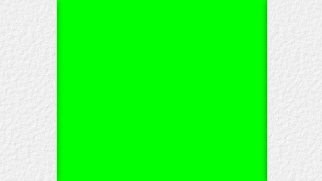 A textured white paper background splits vertically down the center with straight edges, sliding apart to expose a solid green screen before smoothly closing back to its original state.