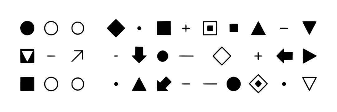 Minimalist Abstract Ideogram Icons Set, Geometric Shapes and Symbols. Simple Vector Design Elements