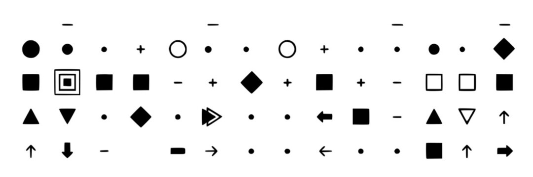 Minimalist Abstract Ideogram Icons Set, Geometric Shapes Collection. Modern Design Elements