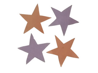 Obraz premium Four colorful paper stars isolated on a clean white background for creative design projects