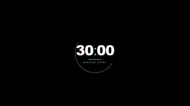 Digital thirty minute countdown timers grid on black background