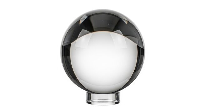 Glossy Black Crystal Ball on Clear Stand.