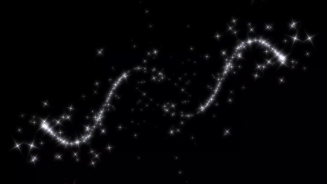 Stars line glitter sparkles with sparkling stars shine animation blinking cartoon stars star sparkle doodles glowing light effect, retro shine movement. on black screen background 4k