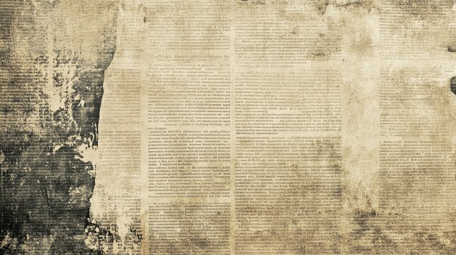 Vintage newspaper texture, aged paper background, distressed effect, antique aesthetic, creating a textured backdrop