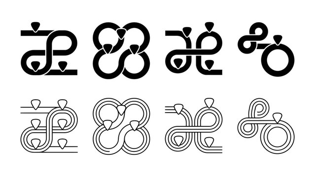 Abstract Geometric Knot Icon Set