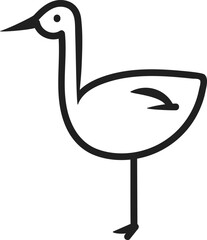 Fototapeta premium Cute Hand Drawn Crane Bird Japanese Vector Icon
