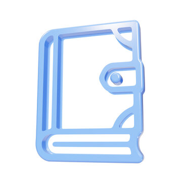 Blue glossy 3D book icon with clasp closure on black background