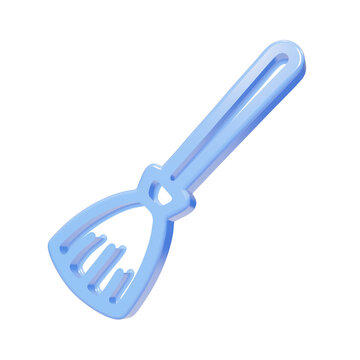 Blue glossy 3D broom icon for cleaning and household chores