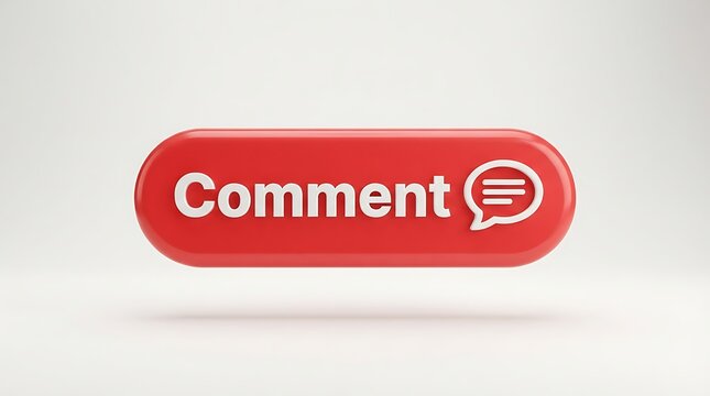 Red 3d comment button icon for social media and website interface