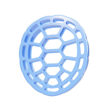 Light blue glossy 3D turtle shell icon isolated on black background