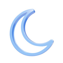 Glossy blue crescent moon 3D icon isolated on black background © FOYJUL