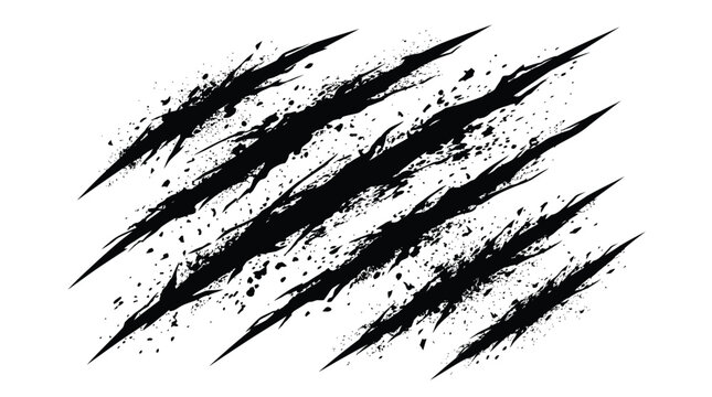 Black claw marks slashing across a plain white background