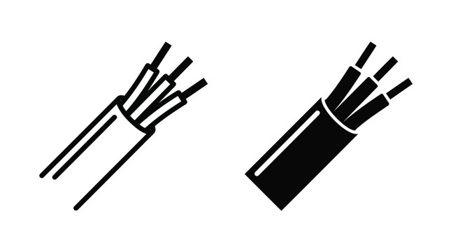 Electrical cable icons with outline