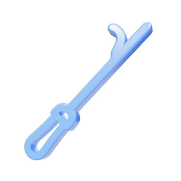 Blue glossy 3D pry bar tool icon isolated on black background