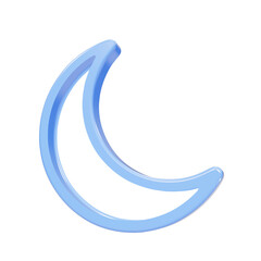 Glossy blue crescent moon 3D icon isolated on black background © FOYJUL