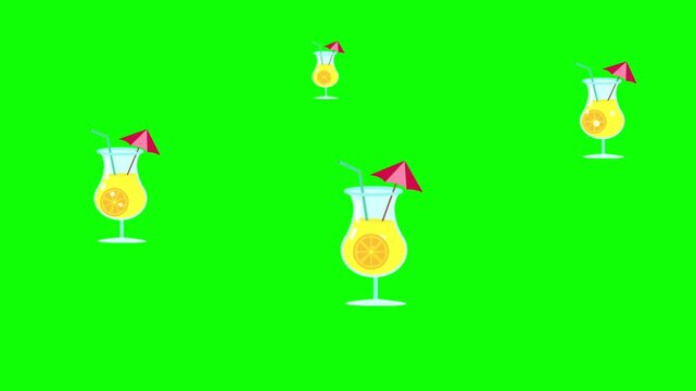 Juice fruits drinks glass green screen