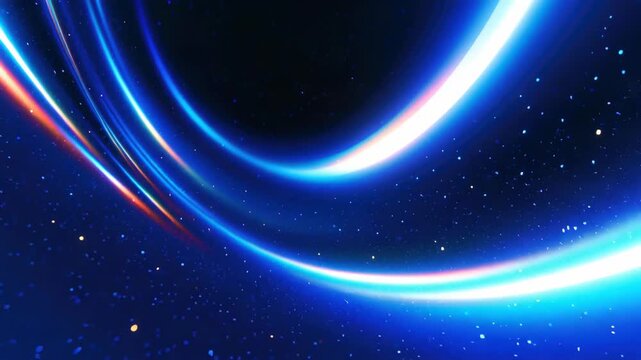 Abstract Blue Light Wave with Glowing Curves, Cosmic Energy and Futuristic Particles