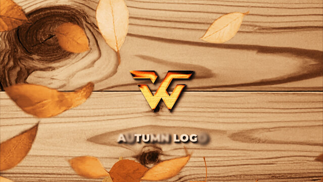 Autumn Leaves Logo Reveal on Wood &ndash; Fall Season Brand Intro with Leaf Wipe for Seasonal Video