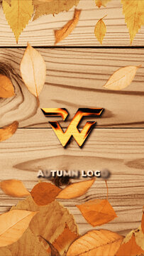 Vertical Autumn Leaves Logo Reveal on Wood &ndash; Fall Season Brand Intro Leaf Wipe for Short-Form Seasonal Video