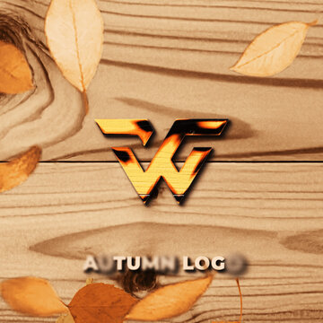 Square Autumn Leaves Logo Reveal on Wood &ndash; Fall Season Brand Intro Leaf Wipe for Social Media Seasonal Post