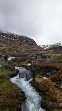 Aerial view of scenery in Norway - Scandinavia - vertical 4K video