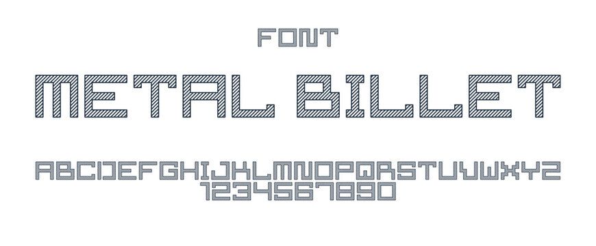 Minimal geometric cyberpunk font, vector typeface in geometry minimalist square style, future technology simple urban rectangular typography, alphabet letters and numbers high tech style.