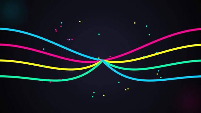 Abstract Neon Glowing Wavy Lines Motion Graphics Background.