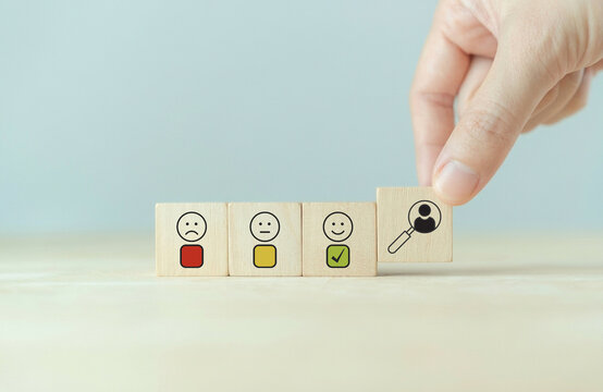 Survey customer or employee's satisfaction, feedback, rating, experience concept. Survey and evaluation for improvement, development. Customer or employee engagement with excellent process, service. 