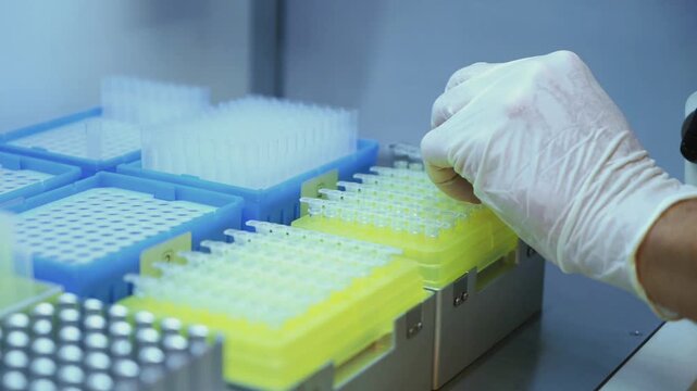 Medical Laboratory Technician Conducting Clinical Diagnostic Test Close Up
