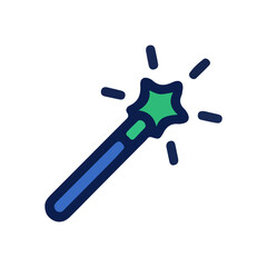 Green magic wand icon with sparkles illustration interface creative enchantment on transparent background © Sumona Stock