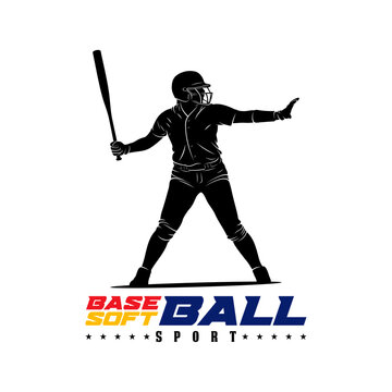 Baseball and Softball Players vector silhouette illustrations, Sports Logo Designs suitable for T-shirt prints, tournament posters, leagues, and sports mascots
