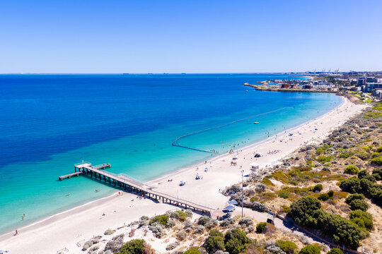 Summertime aerial of Coogee Beach Coastline Western Australia