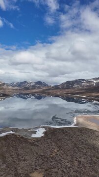 Aerial view of scenery in Norway - Scandinavia - vertical 4K video